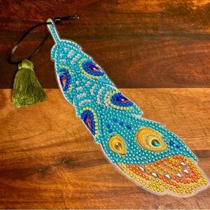 Handmade Diamond Painted Ornament Bookmark Drawer Pull With Paisley Design